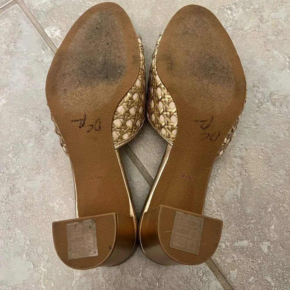 Jack Rogers Women’s Merrain Cane Gold Block Heels Size 9.5 match Lilly Pulitzer - Picture 8 of 9